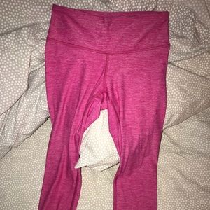 lululemon pink heather wunder under crop size 2